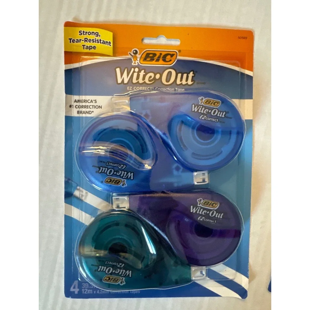 BIC Wite-Out EZ Correct Correction Tape 12 Count Bulk Lot 3pk of 4 Blue Purple